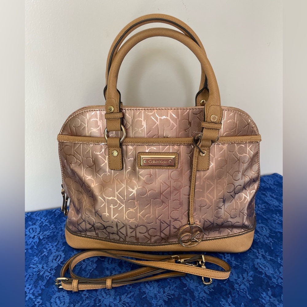 Calvin Klein Rose Gold Satchel/Crossbody Bag